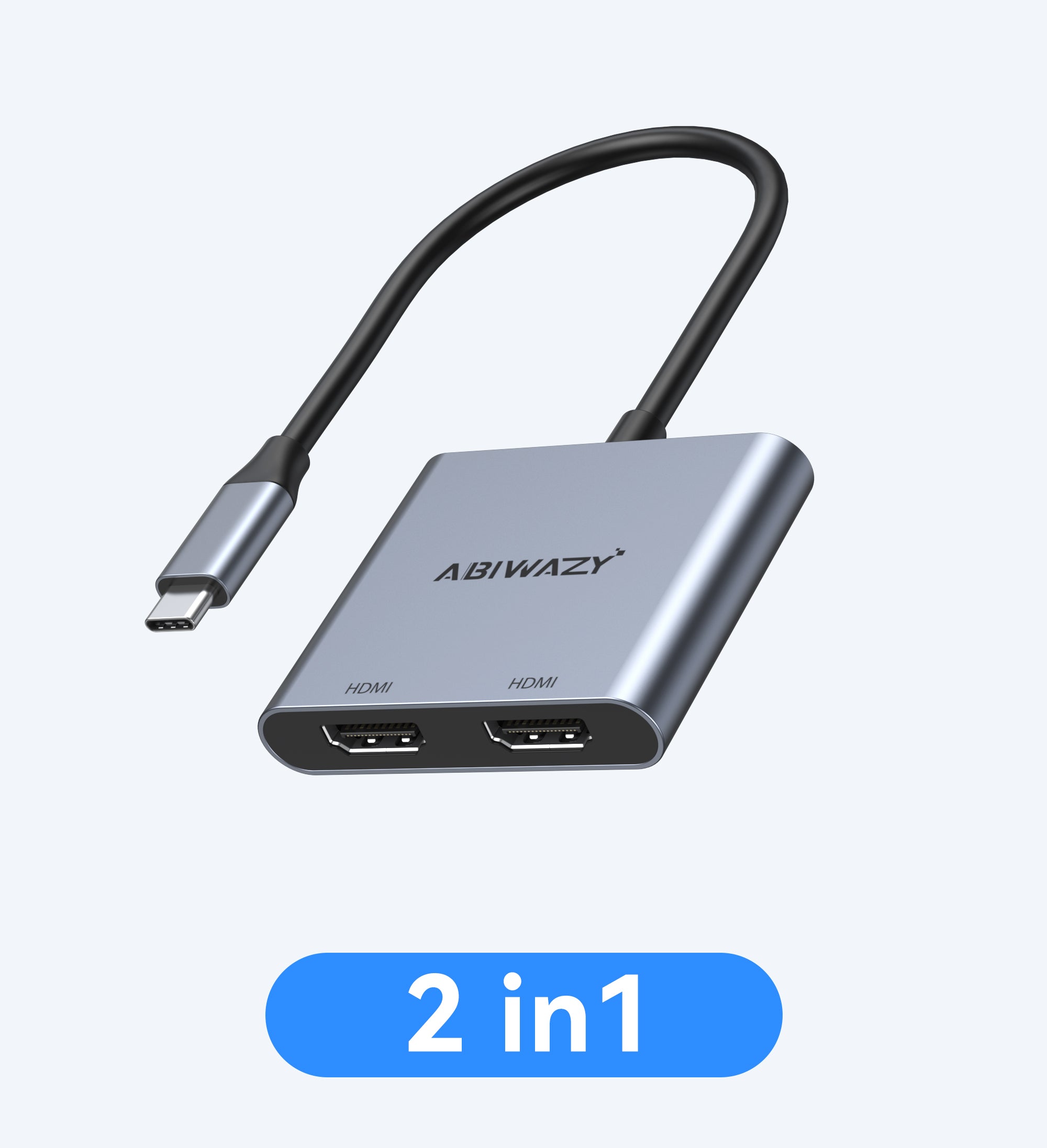 USB C to Dual HDMI Adapter 4K@60Hz, HDMI Splitter for Dual Monitors Ex