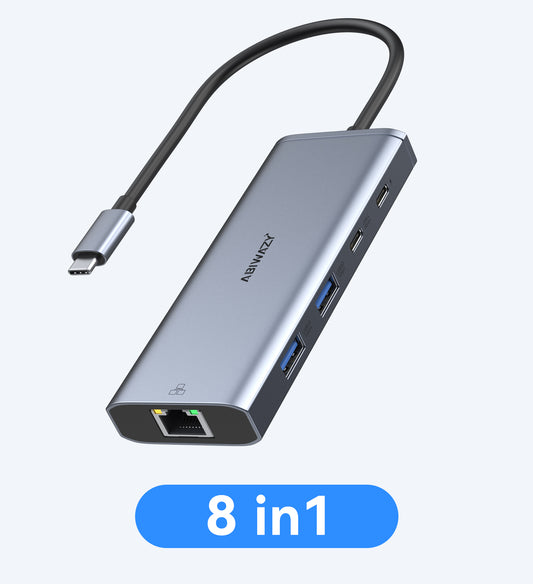 Docking Station for MacBook Pro Air, USB C Hub Dual HDMI Monitor Accessories, USBC Ports Adapter Dongle 8-in-1 Multiport to Ethernet+PD+3 USB A+USB C Data +2 HDMI Laptop Requires Driver Installation