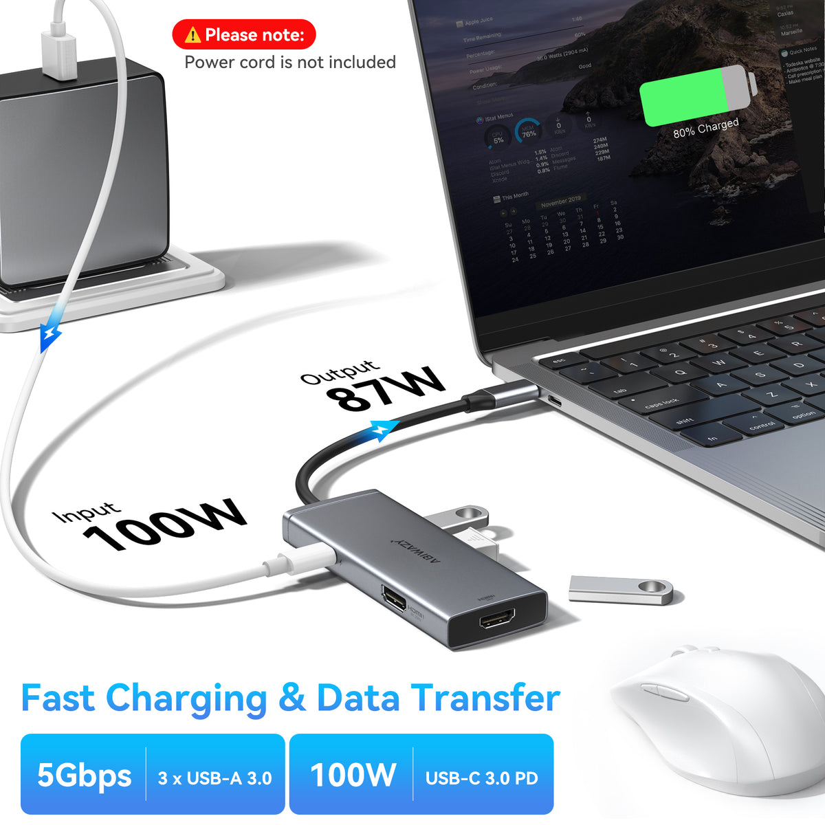 USB C Hub, 7 IN 2 USB C Adapter with 4K HDMI, Thunderbolt 3, 3 USB-A USB C Hub, 7 IN 2 USB C Adapter with 4K HDMI, Thunderbolt 3, 3 USB-A